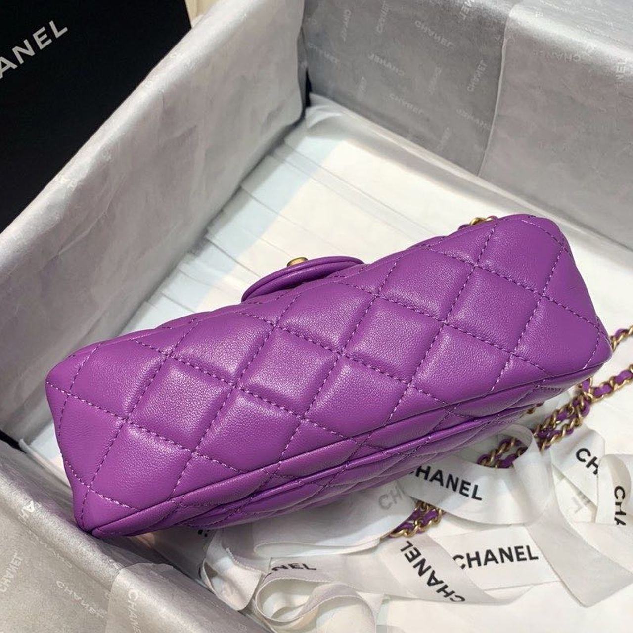 Chanel Flap Bag With CC Ball On Strap Purple For Women, Women’s Handbags, Shoulder And Crossbody Bags 7.8in/20cm