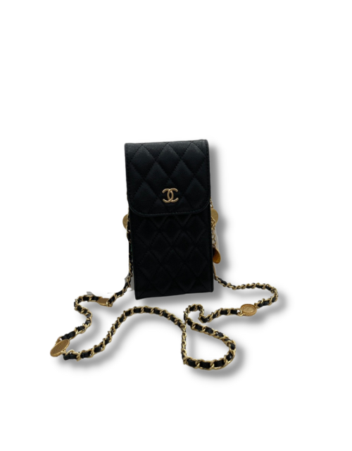 Chanel Flap Phone Holder With Chain Black For Women 7.4in/19cm AP2970