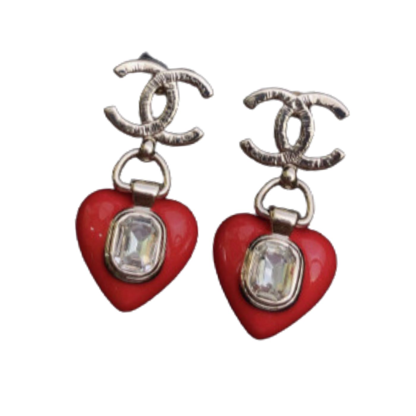 Chanel Flower Copper Earrings Red For Women