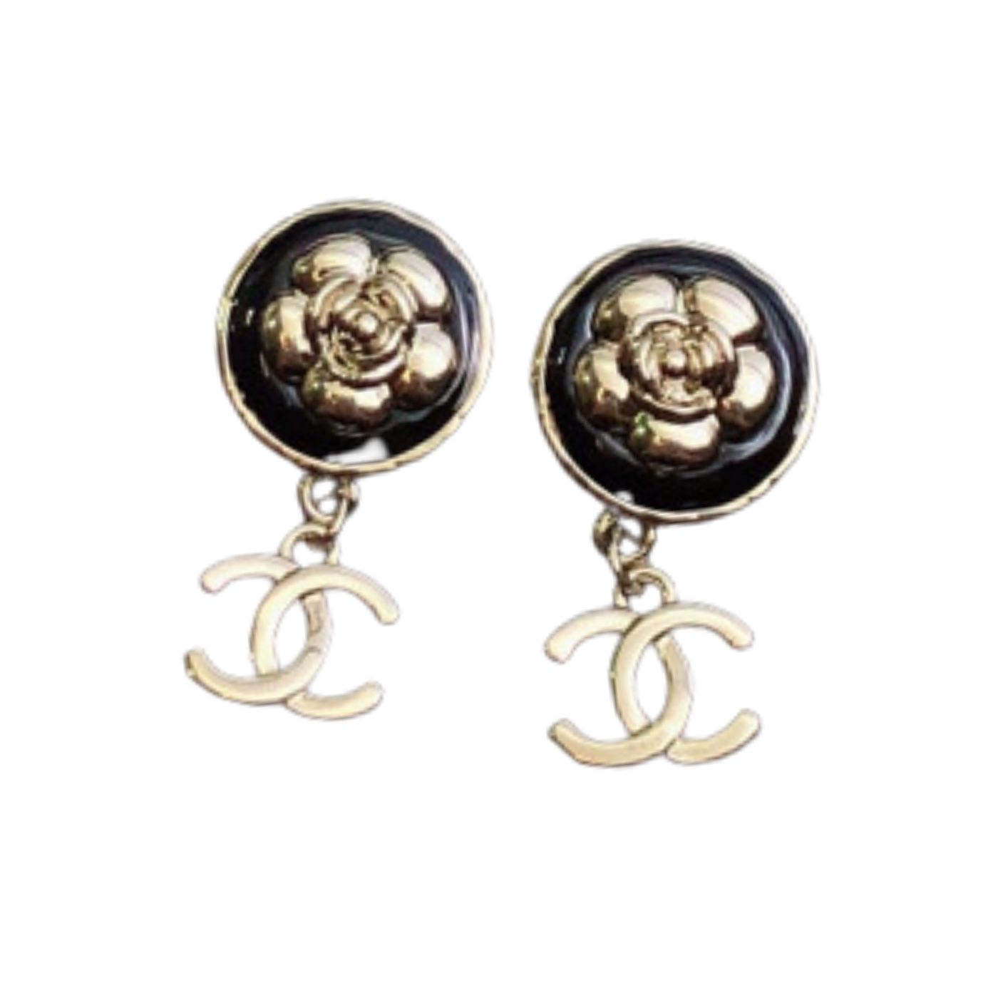 Chanel Flower Earrings Black For Women