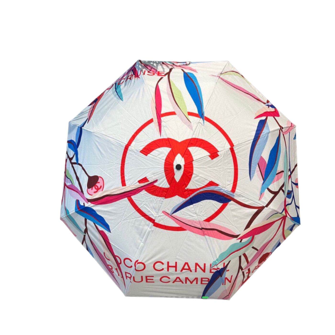 Chanel Folding Umbrella Nylon With Logo CC White