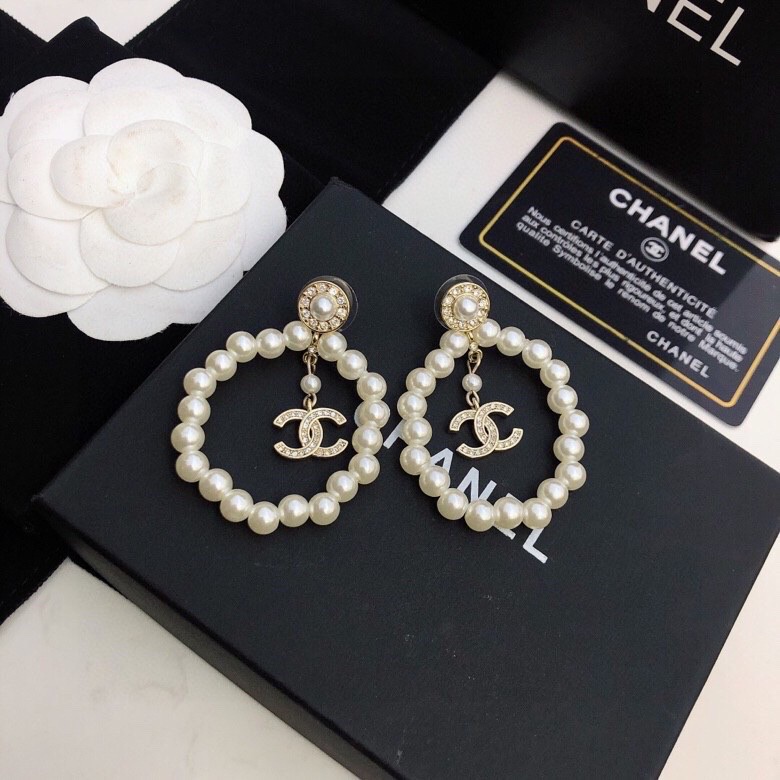 Chanel Fragrant Stud Earrings White For Women