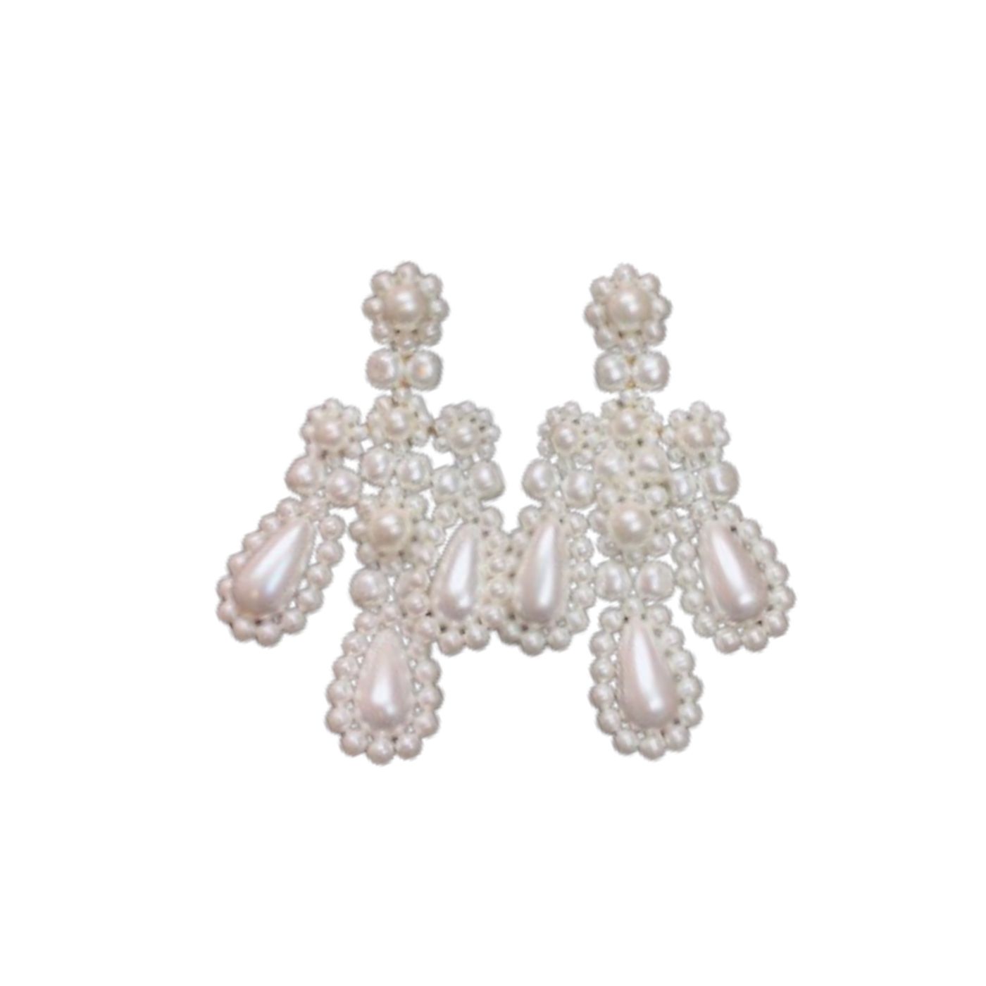 Chanel Full Pearls Earrings White For Women