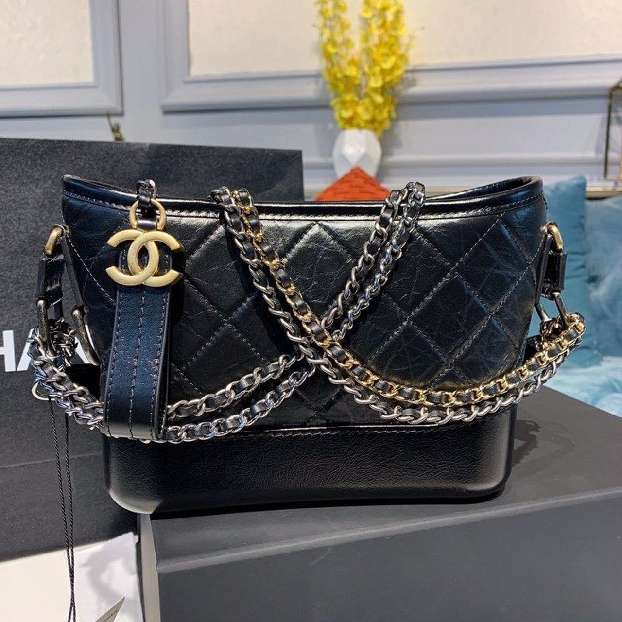 Chanel Gabrielle Hobo Handbag Black For Women, Women’s Bags, Shoulder And Crossbody Bags 7.8in/20cm AS1582 94305