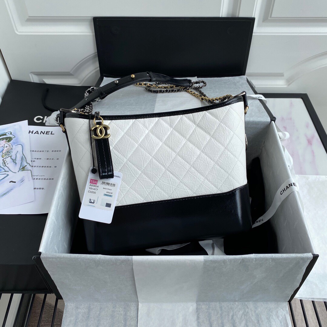 Chanel Gabrielle Hobo Handbag White/Black For Women, Women’s Bags, Shoulder And Crossbody Bags 9.8in/25cm