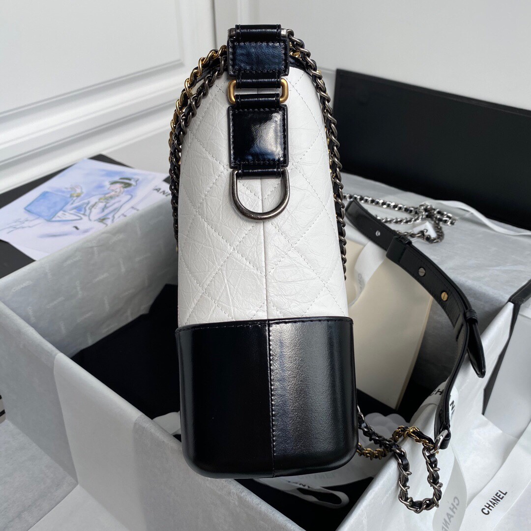 Chanel Gabrielle Hobo Handbag White/Black For Women, Women’s Bags, Shoulder And Crossbody Bags 9.8in/25cm