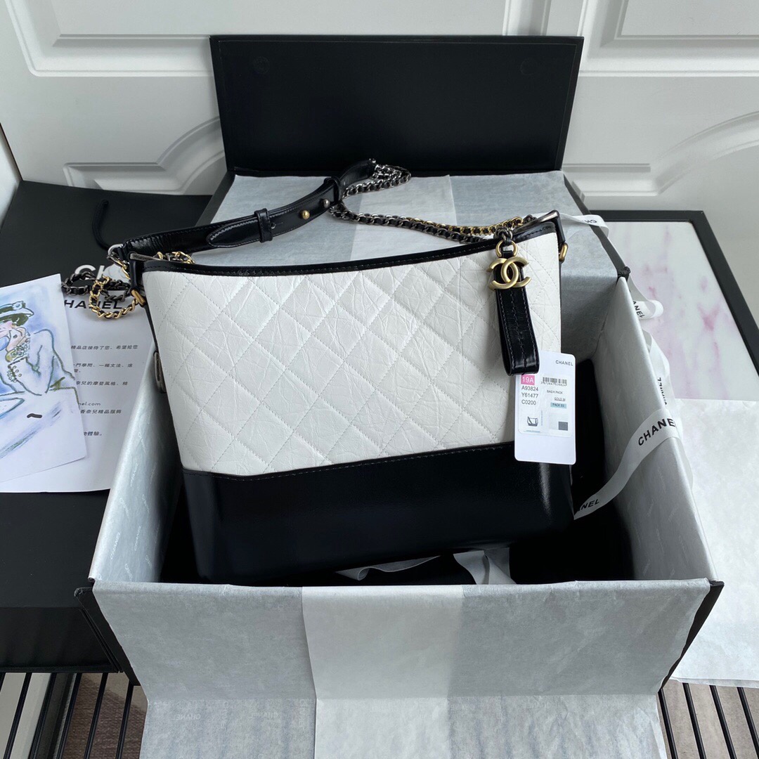 Chanel Gabrielle Hobo Handbag White/Black For Women, Women’s Bags, Shoulder And Crossbody Bags 9.8in/25cm