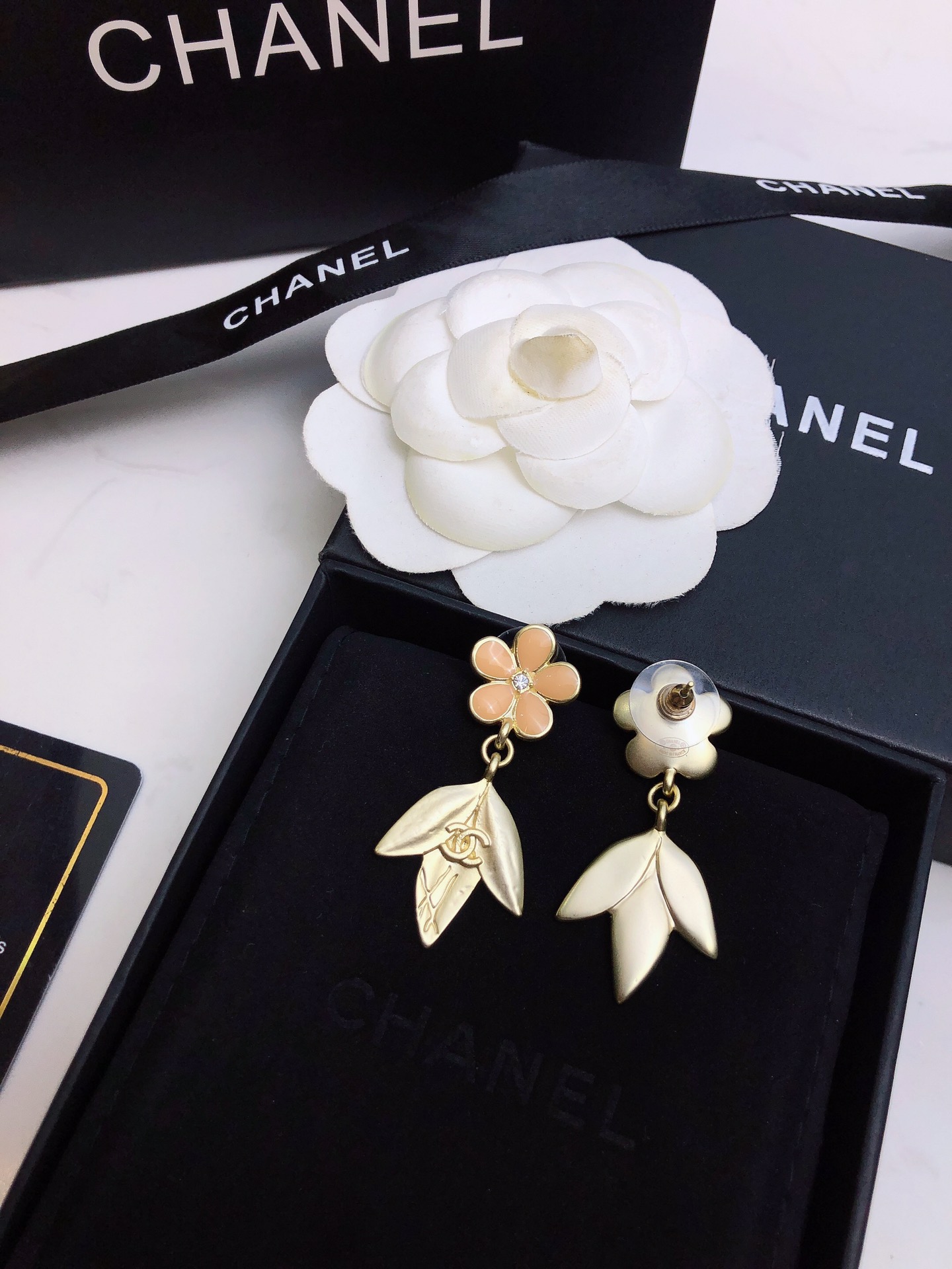 Chanel Gemstone Earrings Gold For Women
