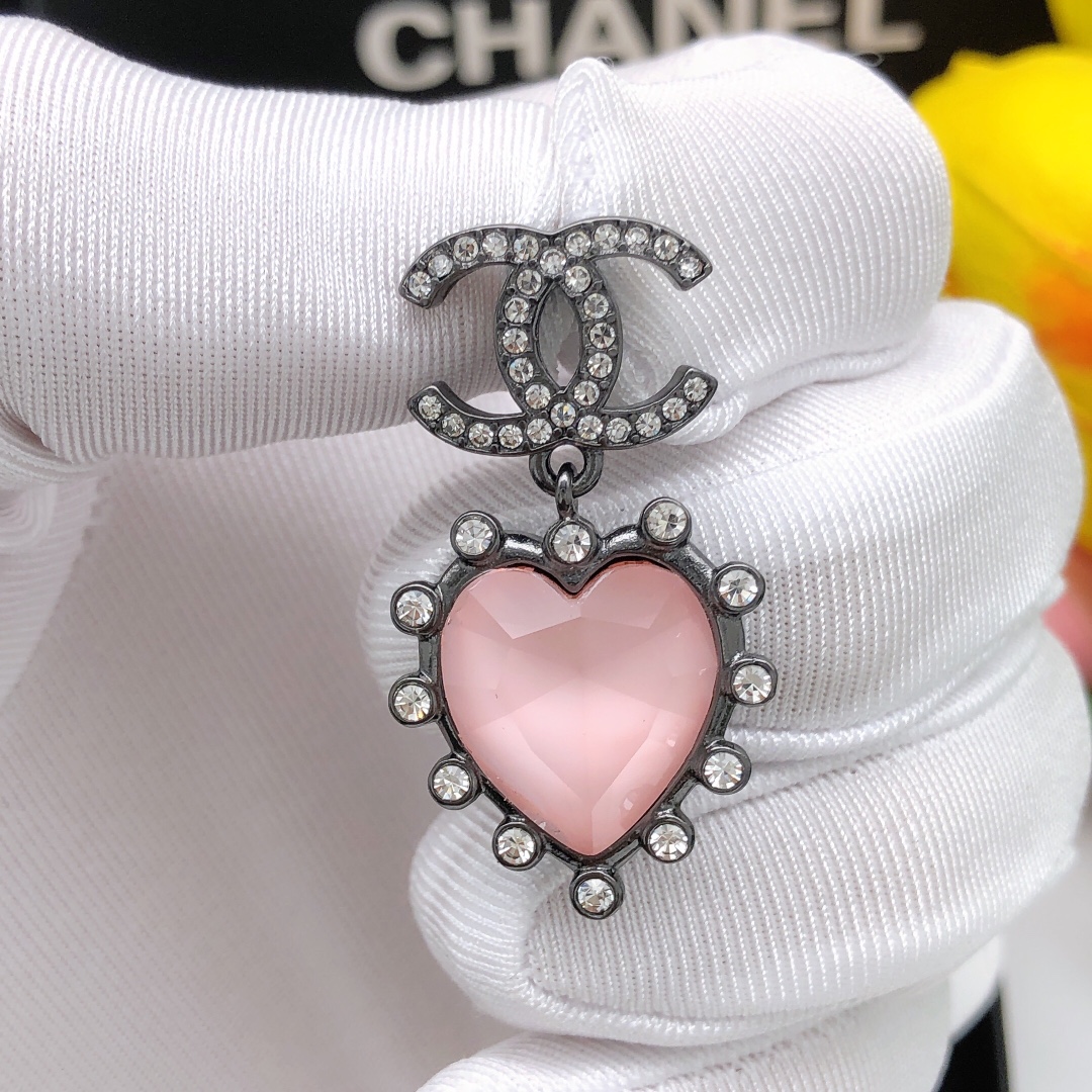 Chanel Gemstone Earrings Pink For Women
