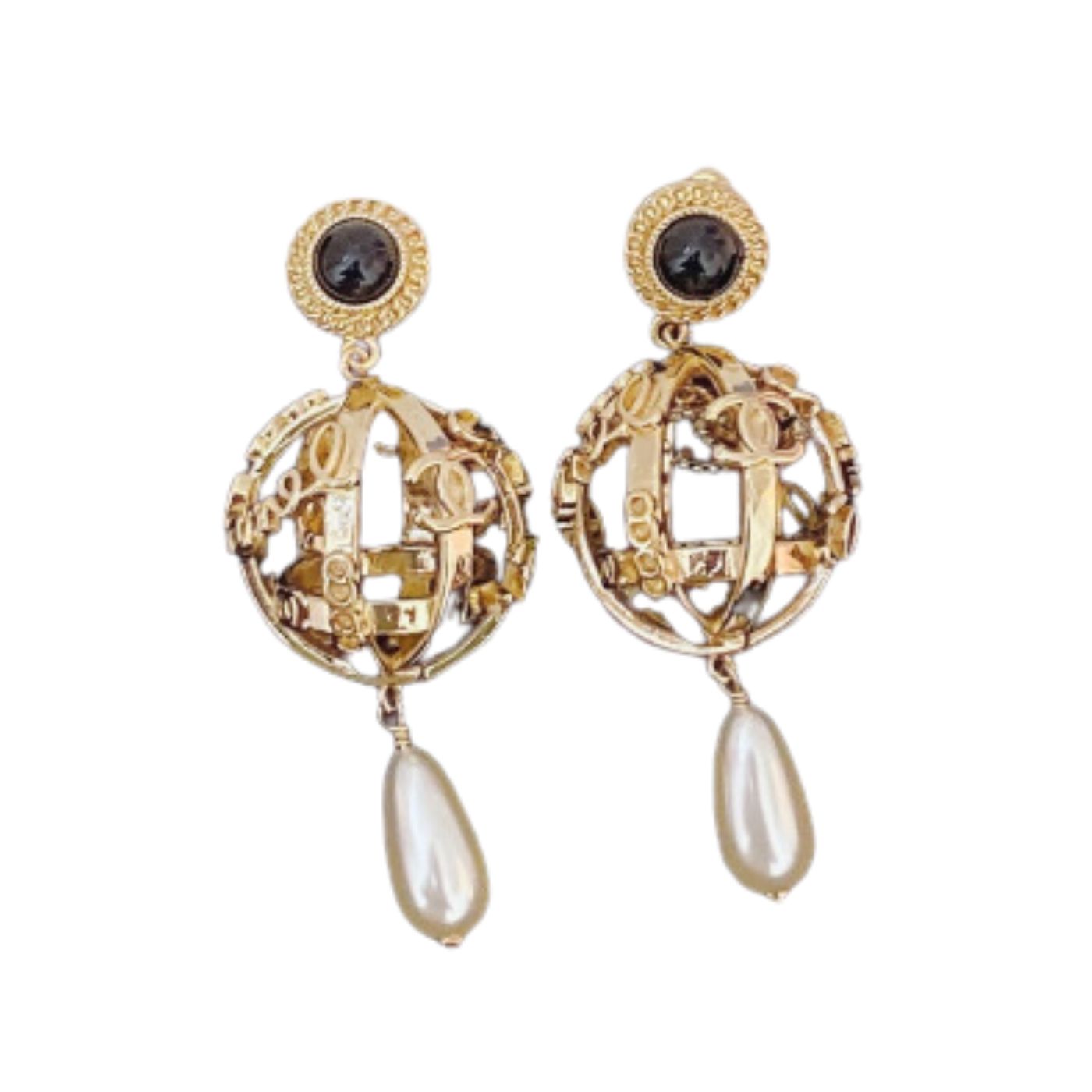 Chanel Globe Earrings Gold For Women