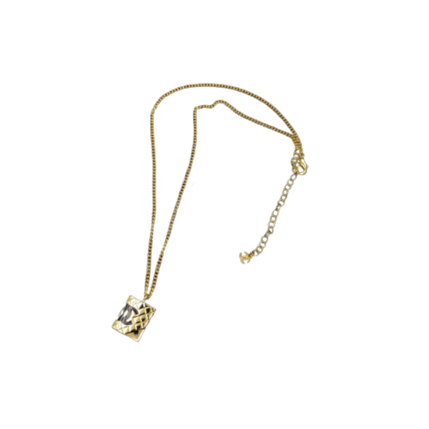 Chanel Handbag Shape Necklace Gold Tone For Women