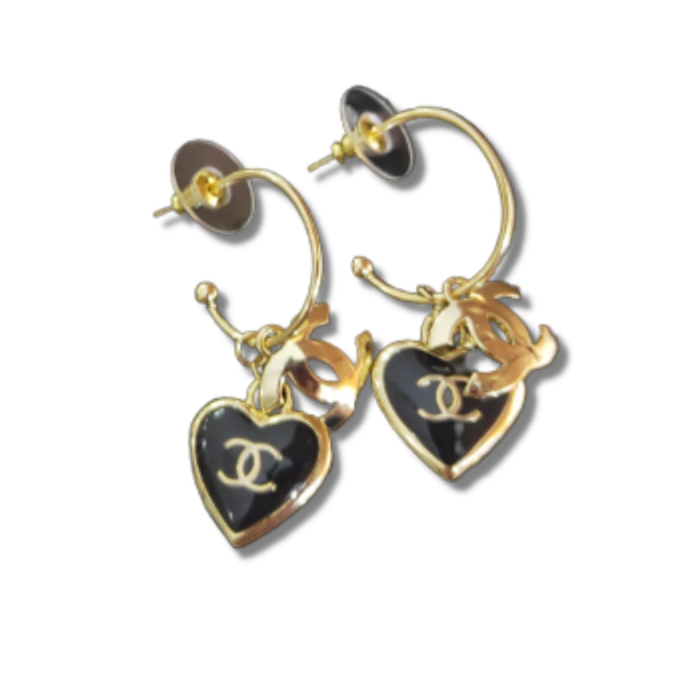 Chanel Heart Earring Black For Women