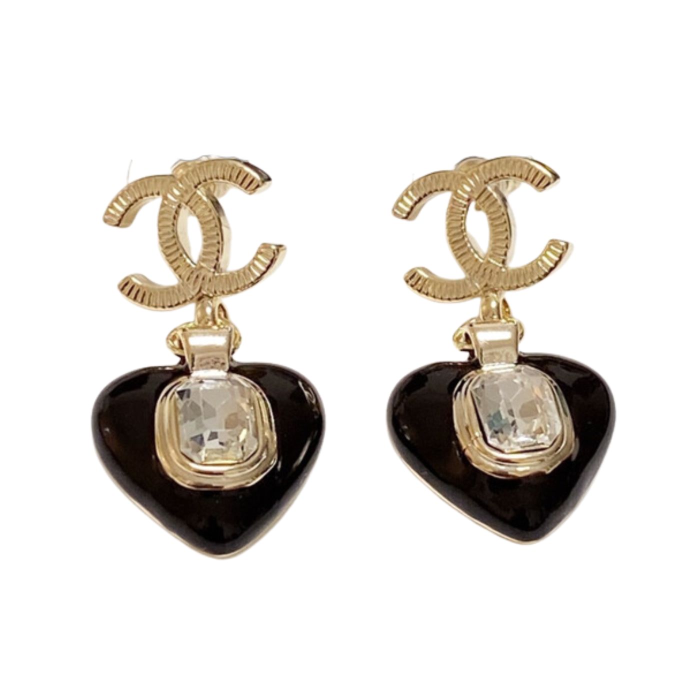 Chanel Heart Earrings Black For Women