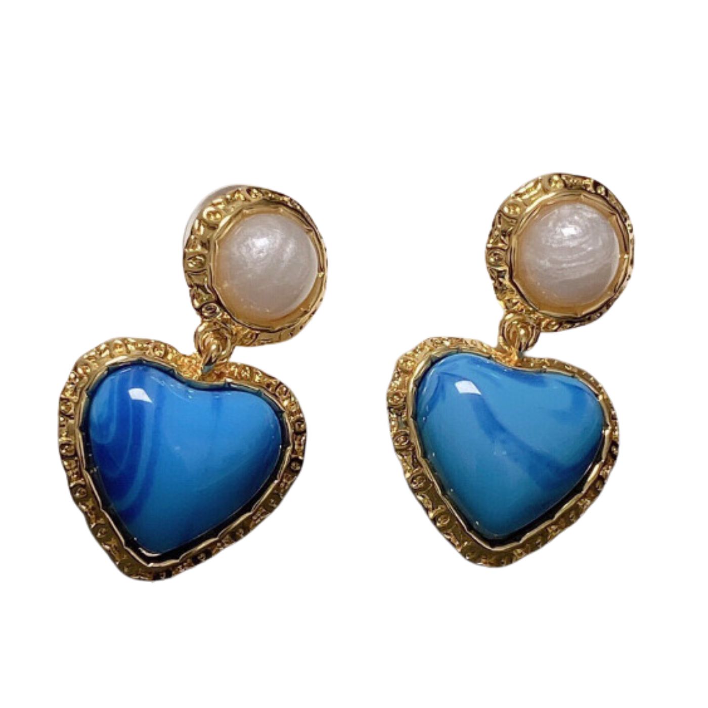 Chanel Heart Earrings Blue For Women
