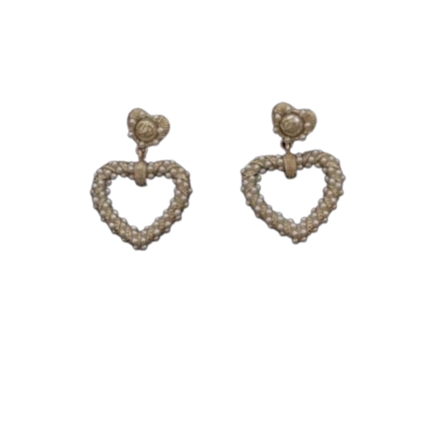 Chanel Heart Earrings Gold For Women