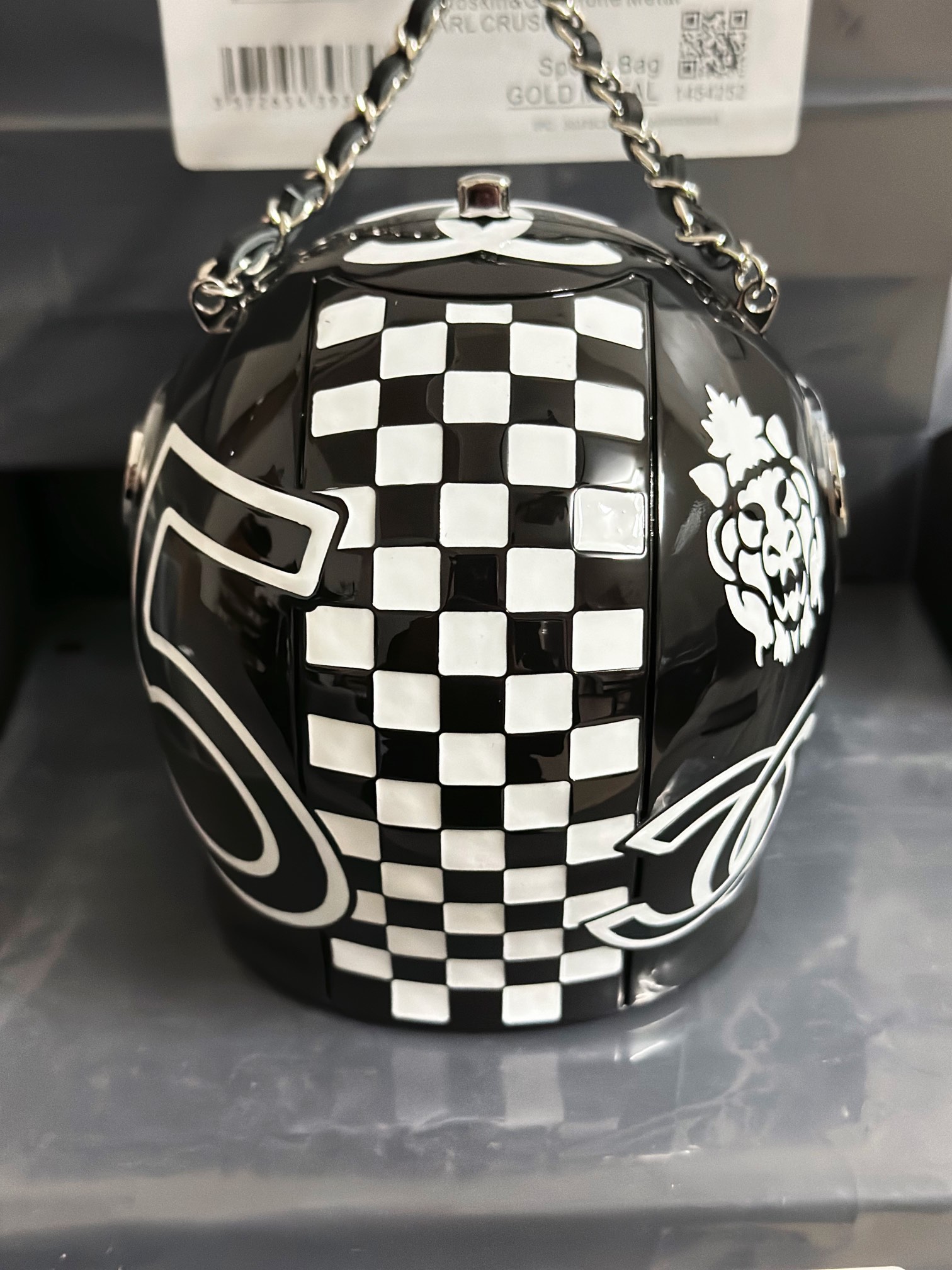 Chanel Helmet Minaudiere Bag White/ Black For Women 6.6 in / 17 cm  AS3774 N
