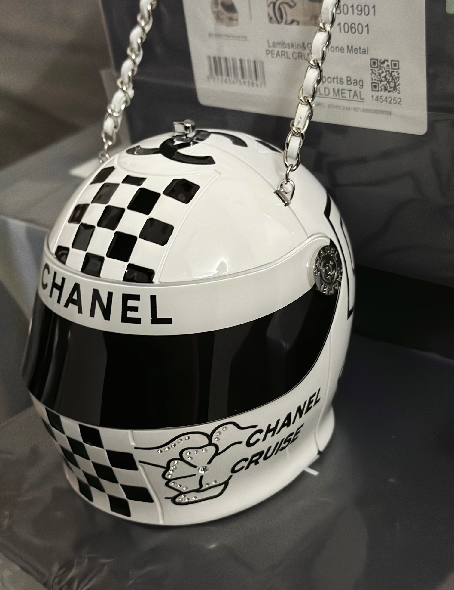 Chanel Helmet Minaudiere Bag White/ Black For Women 6.6 in / 17 cm  AS3774 N