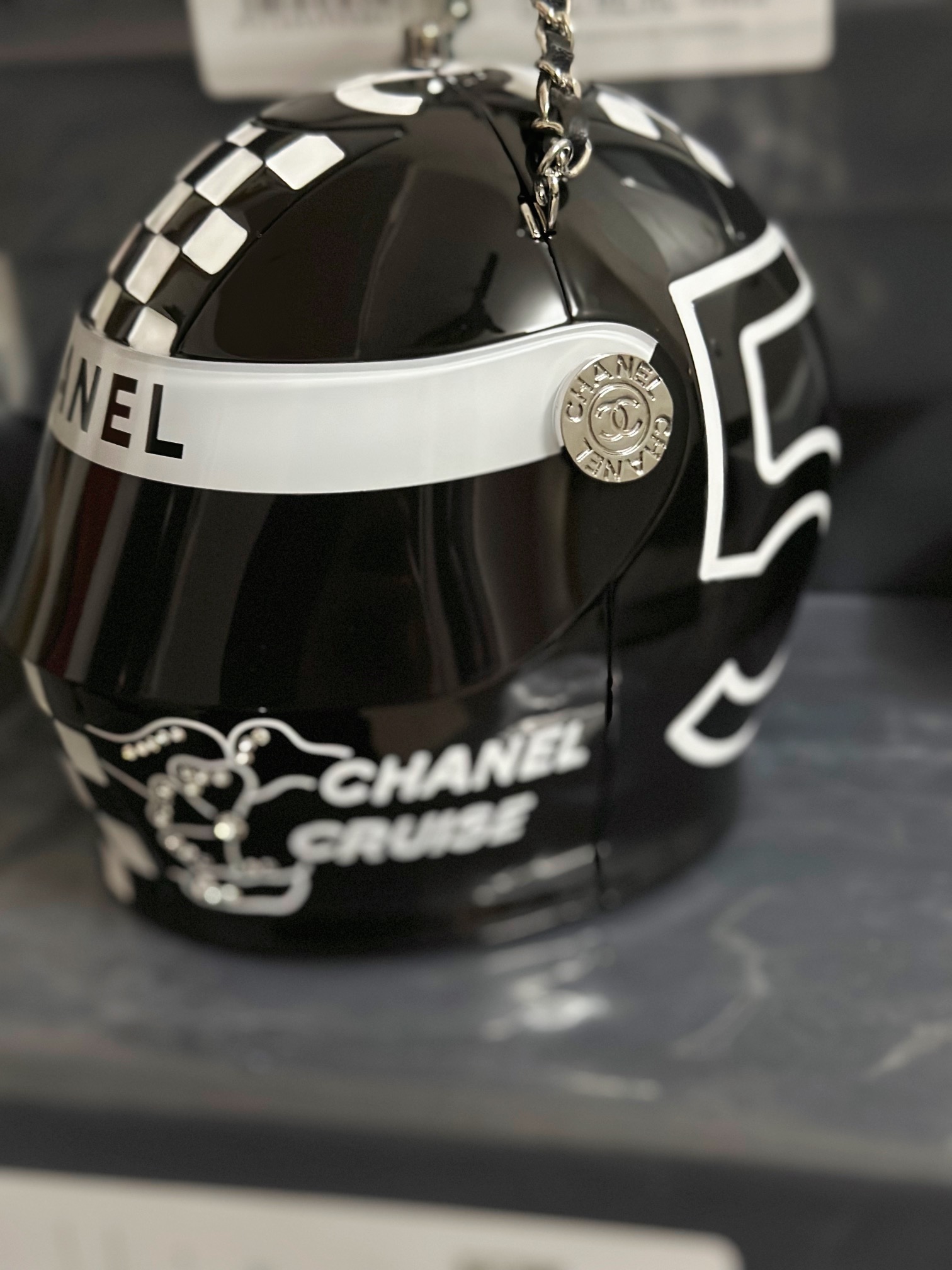 Chanel Helmet Minaudiere Bag White/ Black For Women 6.6 in / 17 cm  AS3774 N
