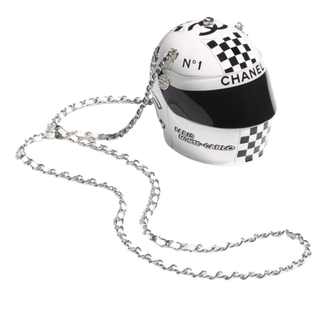 Chanel Helmet Minaudiere Bag White/ Black For Women 6.6 in / 17 cm  AS3774 N