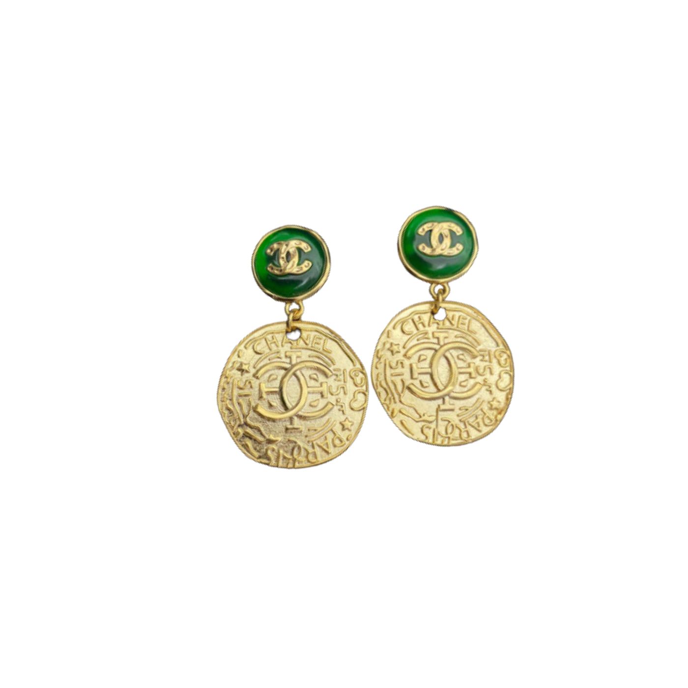 Chanel Intricate Pattern Earrings Gold Tone For Women