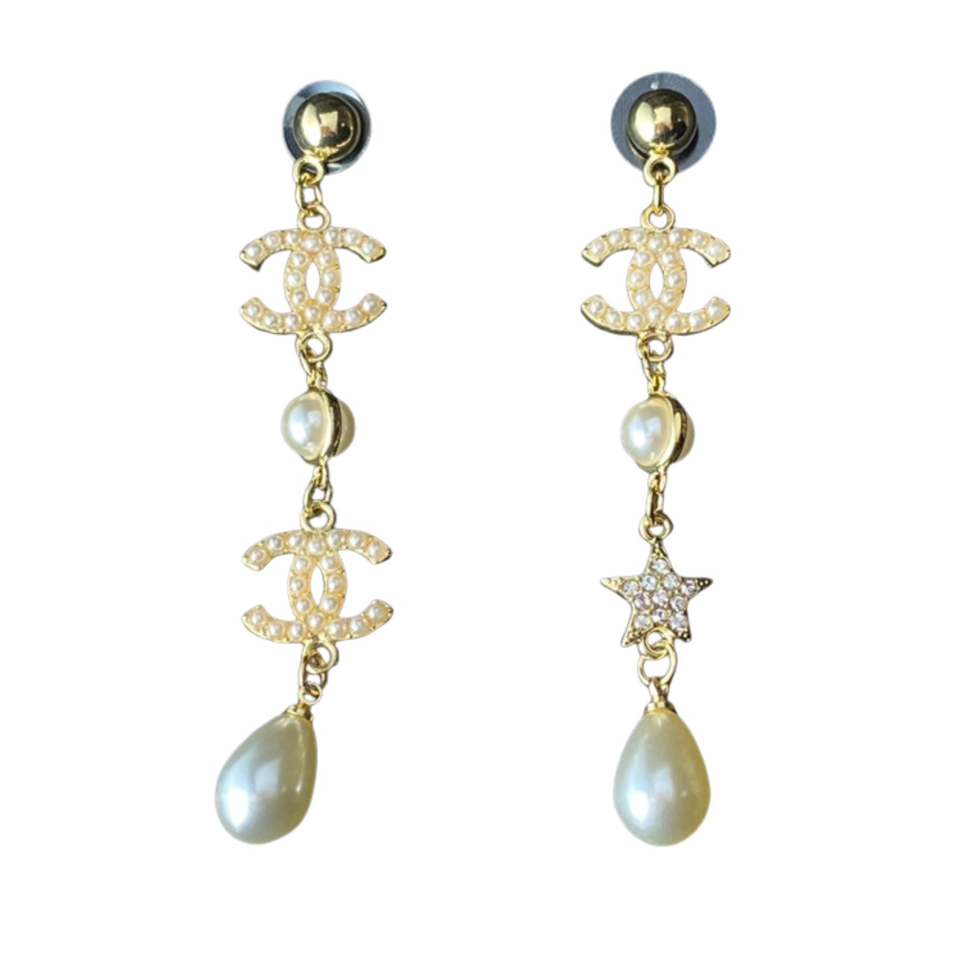 Chanel Large Asymmetrical Earrings Gold For Women