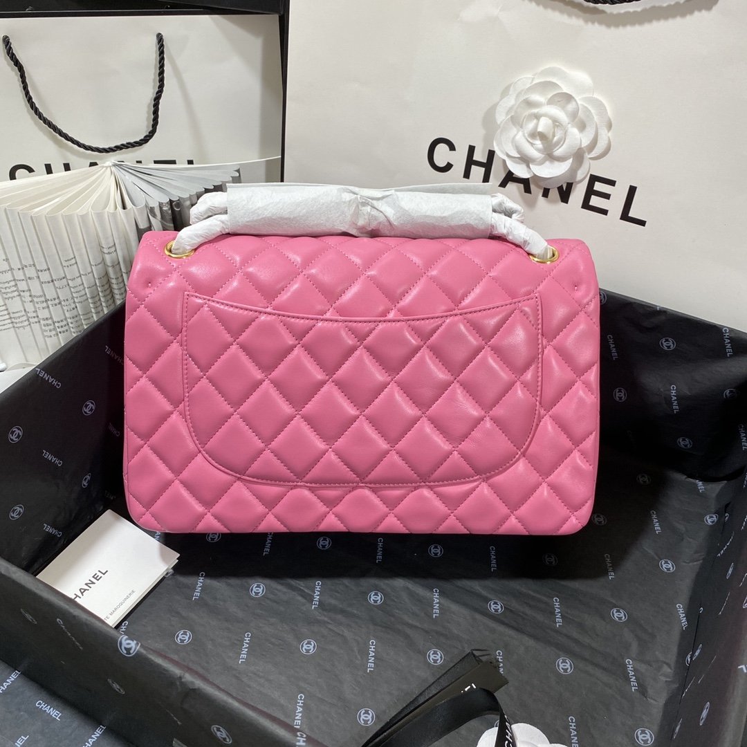 Chanel Large Classic Handbag Gold Hardware Pink For Women, Women’s Handbags, Shoulder Bags 11.8in/30cm
