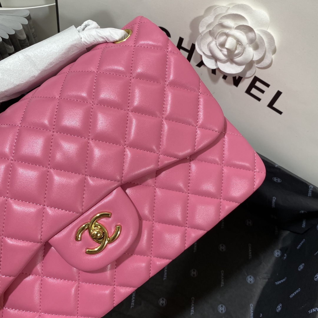 Chanel Large Classic Handbag Gold Hardware Pink For Women, Women’s Handbags, Shoulder Bags 11.8in/30cm