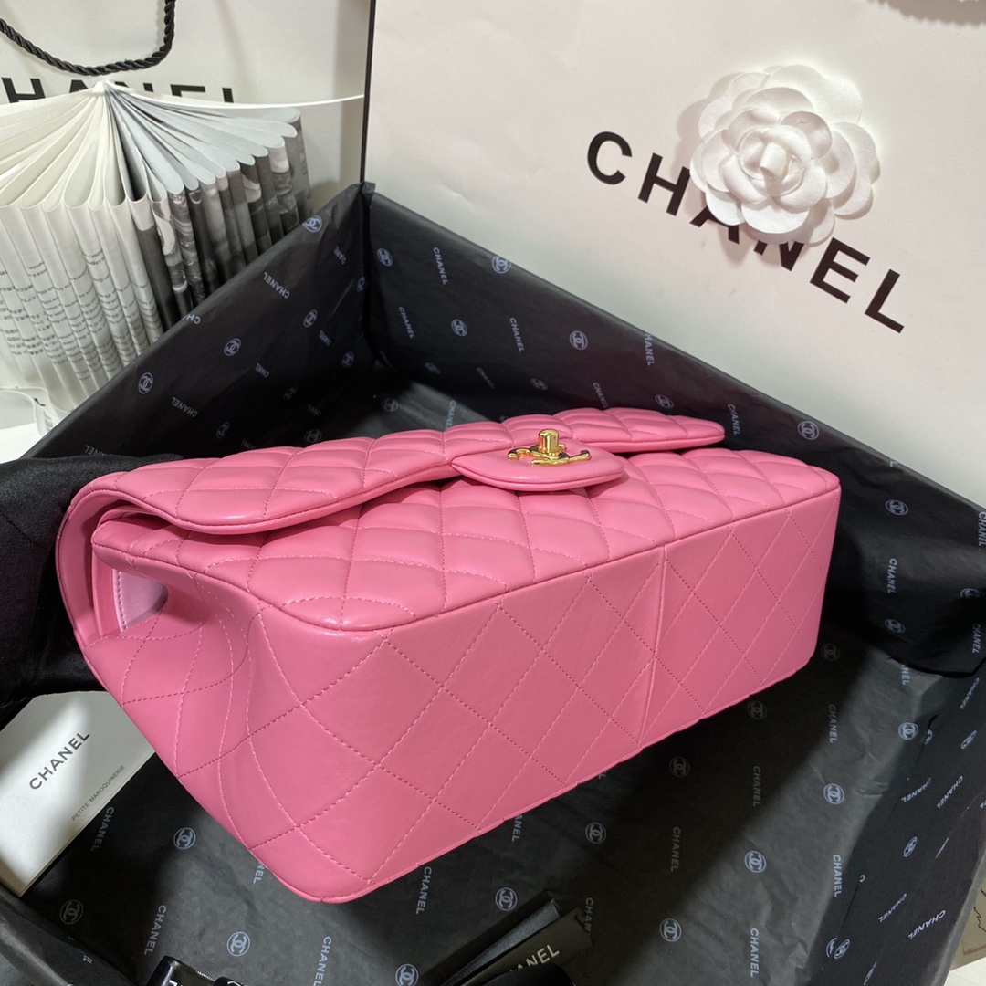 Chanel Large Classic Handbag Gold Hardware Pink For Women, Women’s Handbags, Shoulder Bags 11.8in/30cm