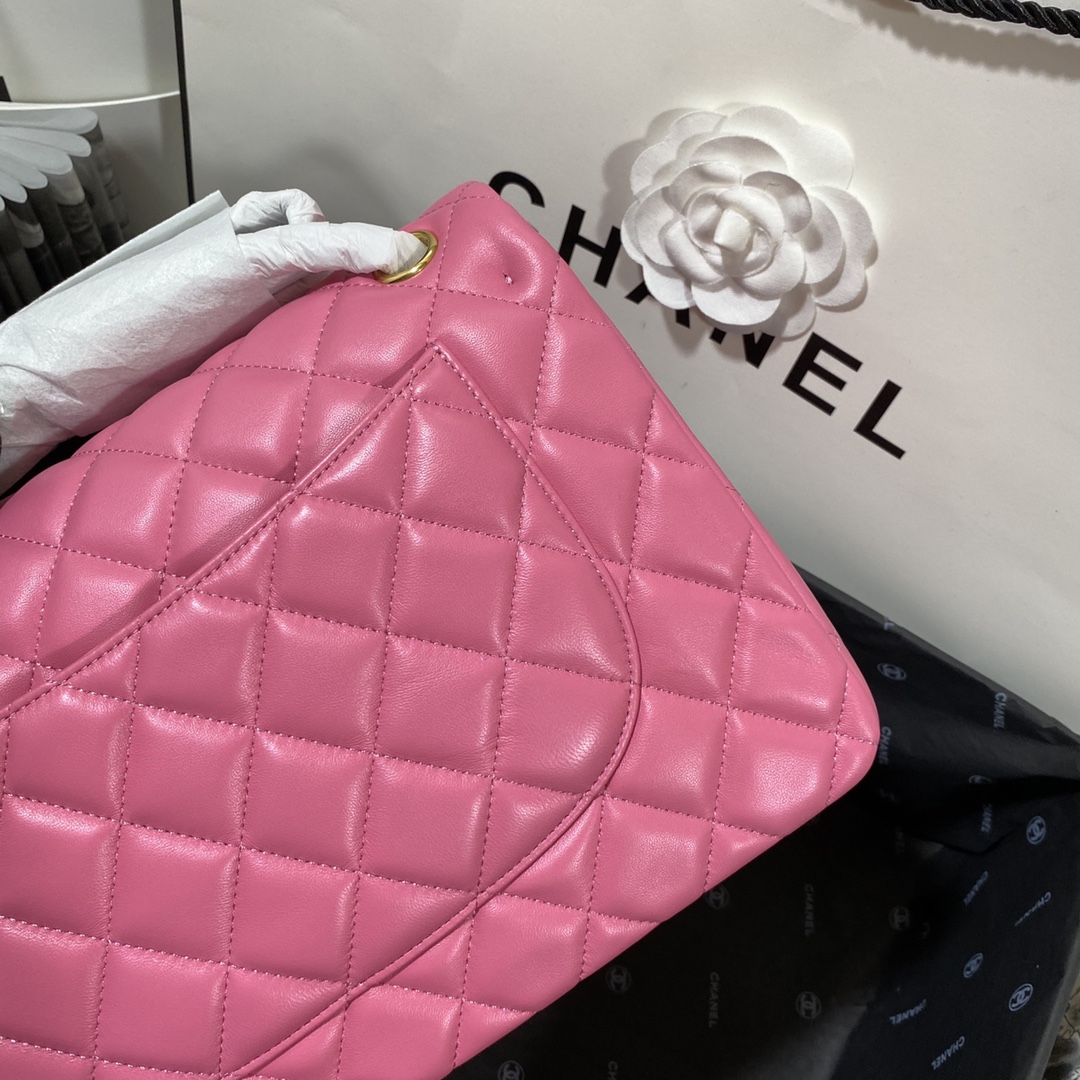 Chanel Large Classic Handbag Gold Hardware Pink For Women, Women’s Handbags, Shoulder Bags 11.8in/30cm