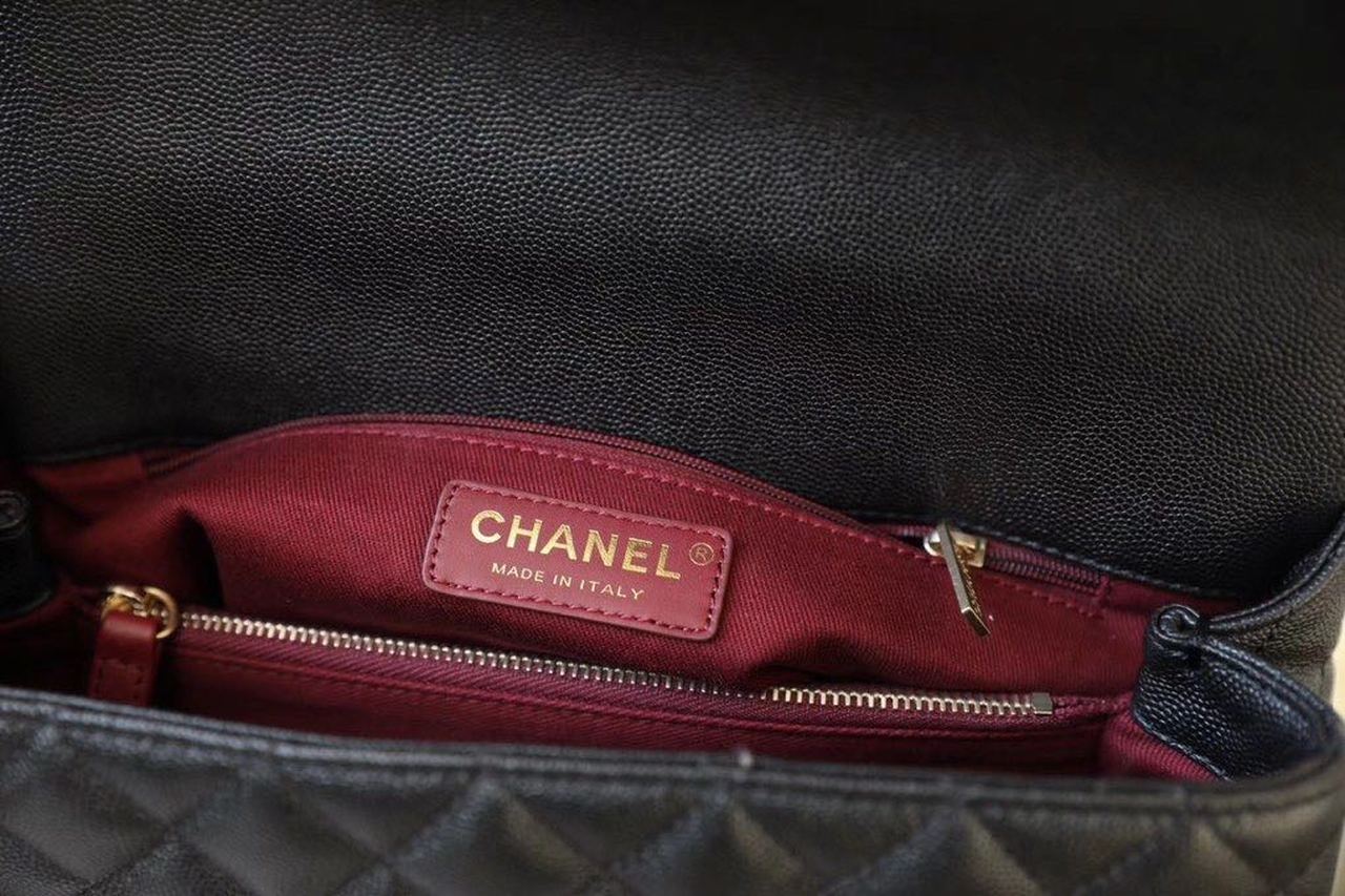 Chanel Large Flap Bag With Top Handle Black For Women, Women’s Handbags, Shoulder And Crossbody Bags 11in/28cm