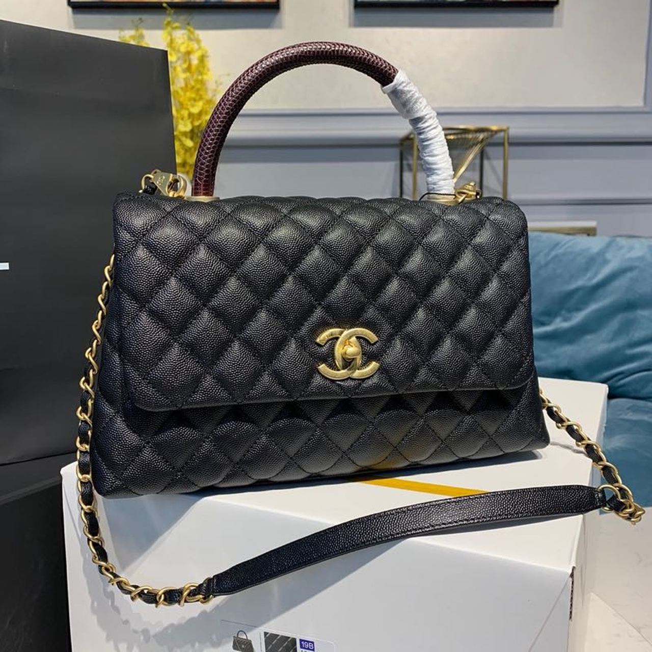 Chanel Large Flap Bag With Top Handle Black For Women, Women’s Handbags, Shoulder And Crossbody Bags 11in/28cm