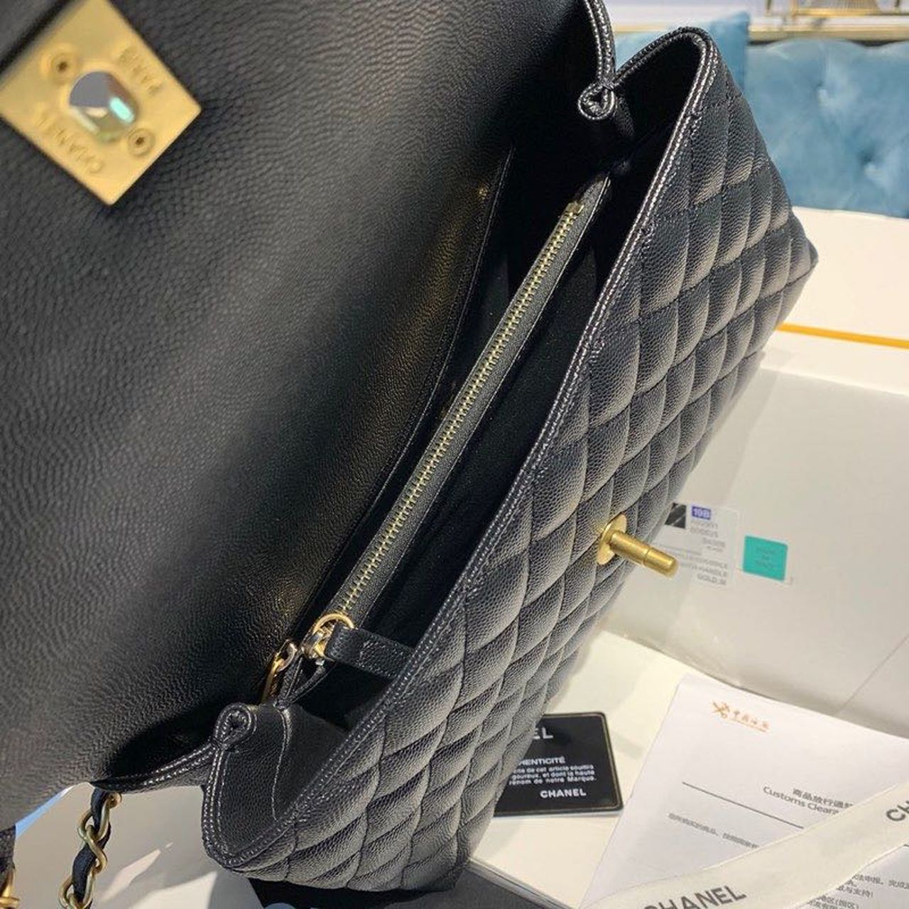 Chanel Large Flap Bag With Top Handle Black For Women, Women’s Handbags, Shoulder And Crossbody Bags 11in/28cm