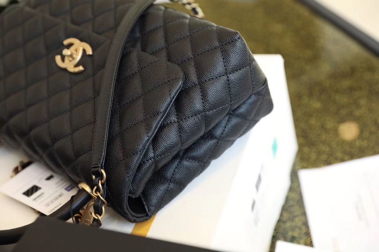 Chanel Large Flap Bag With Top Handle Black For Women, Women’s Handbags, Shoulder And Crossbody Bags 11in/28cm