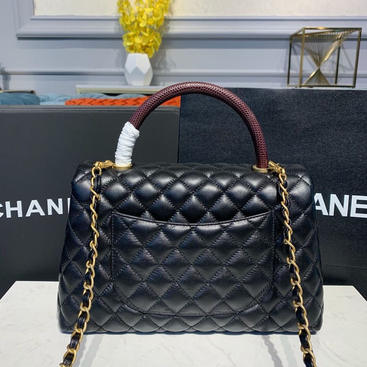 Chanel Large Flap Bag With Top Handle Black For Women, Women’s Handbags, Shoulder And Crossbody Bags 11in/28cm