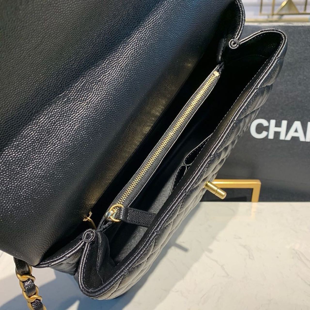 Chanel Large Flap Bag With Top Handle Black For Women, Women’s Handbags, Shoulder And Crossbody Bags 11in/28cm