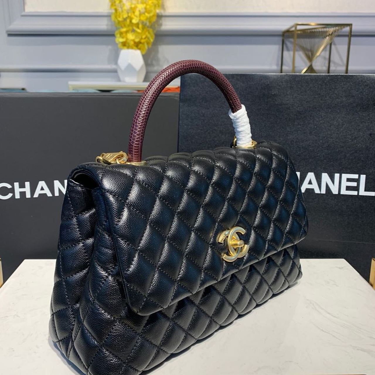 Chanel Large Flap Bag With Top Handle Black For Women, Women’s Handbags, Shoulder And Crossbody Bags 11in/28cm