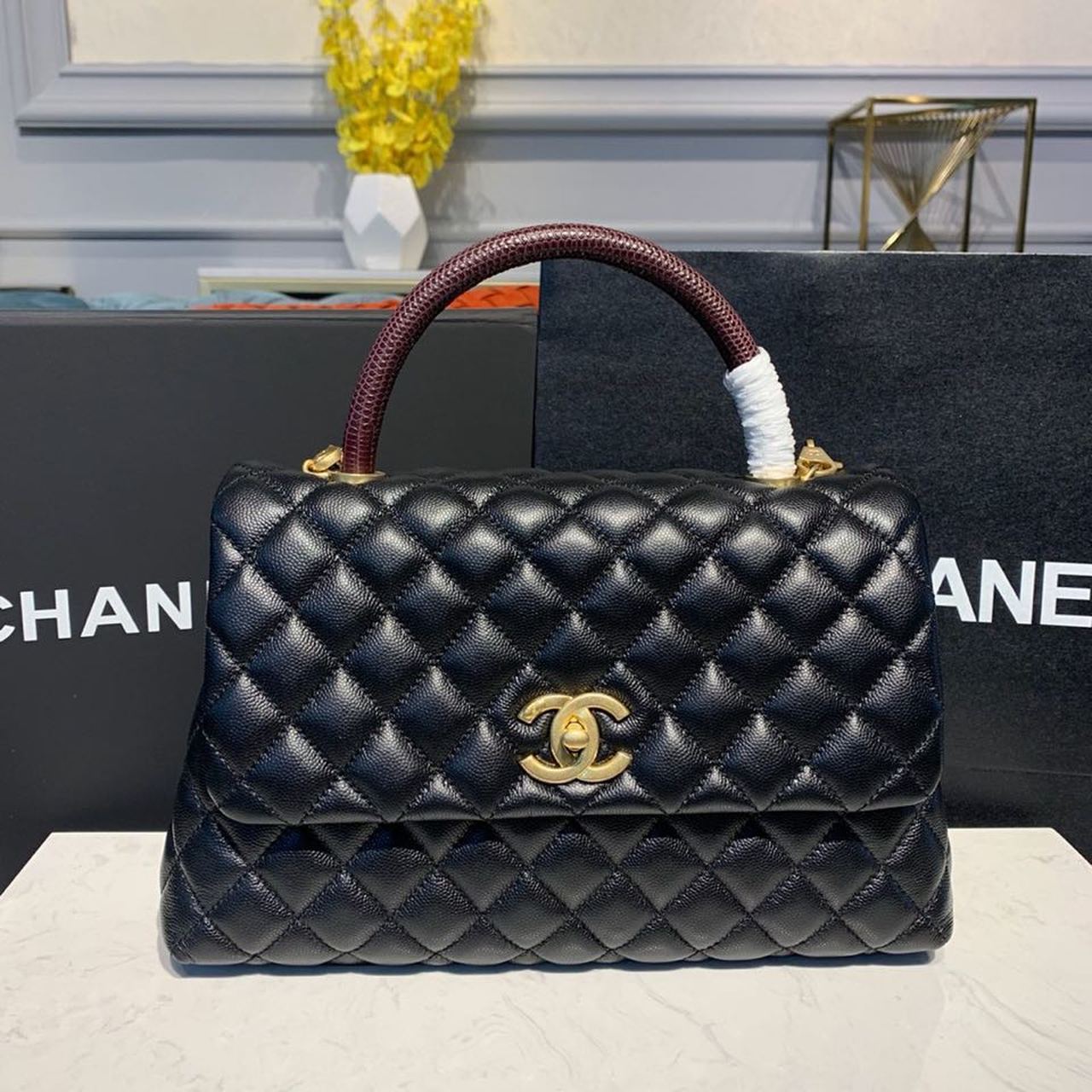 Chanel Large Flap Bag With Top Handle Black For Women, Women’s Handbags, Shoulder And Crossbody Bags 11in/28cm