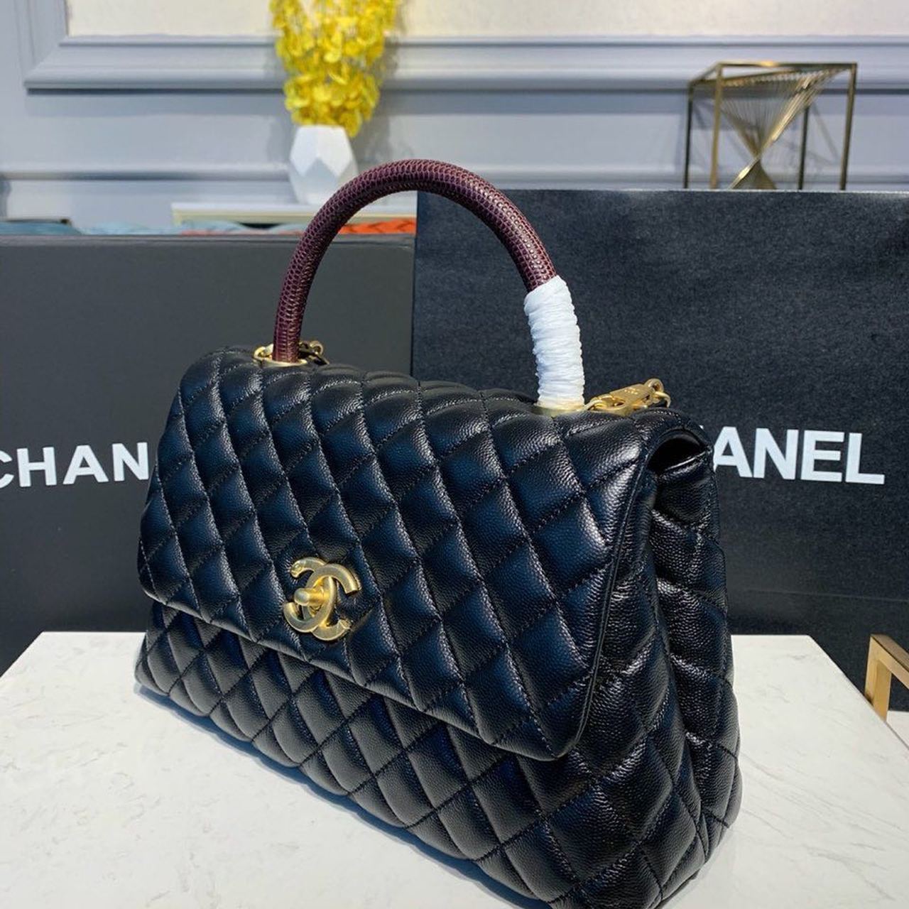 Chanel Large Flap Bag With Top Handle Black For Women, Women’s Handbags, Shoulder And Crossbody Bags 11in/28cm