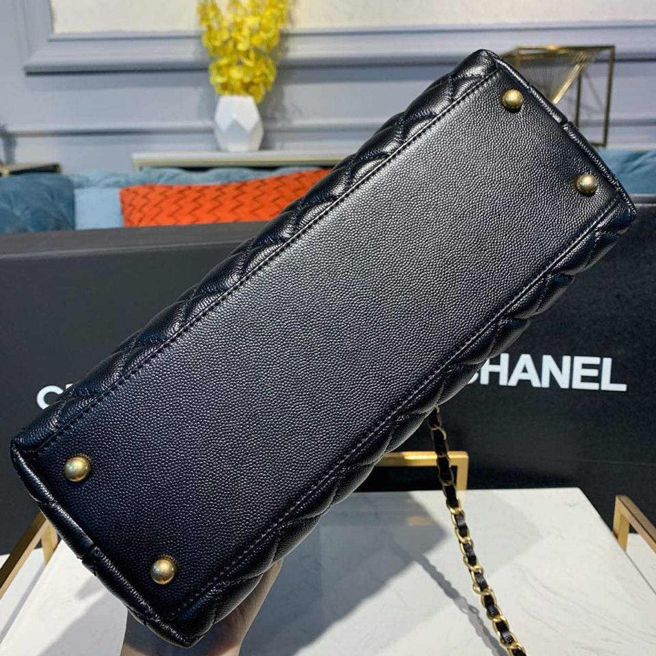 Chanel Large Flap Bag With Top Handle Black For Women, Women’s Handbags, Shoulder And Crossbody Bags 11in/28cm