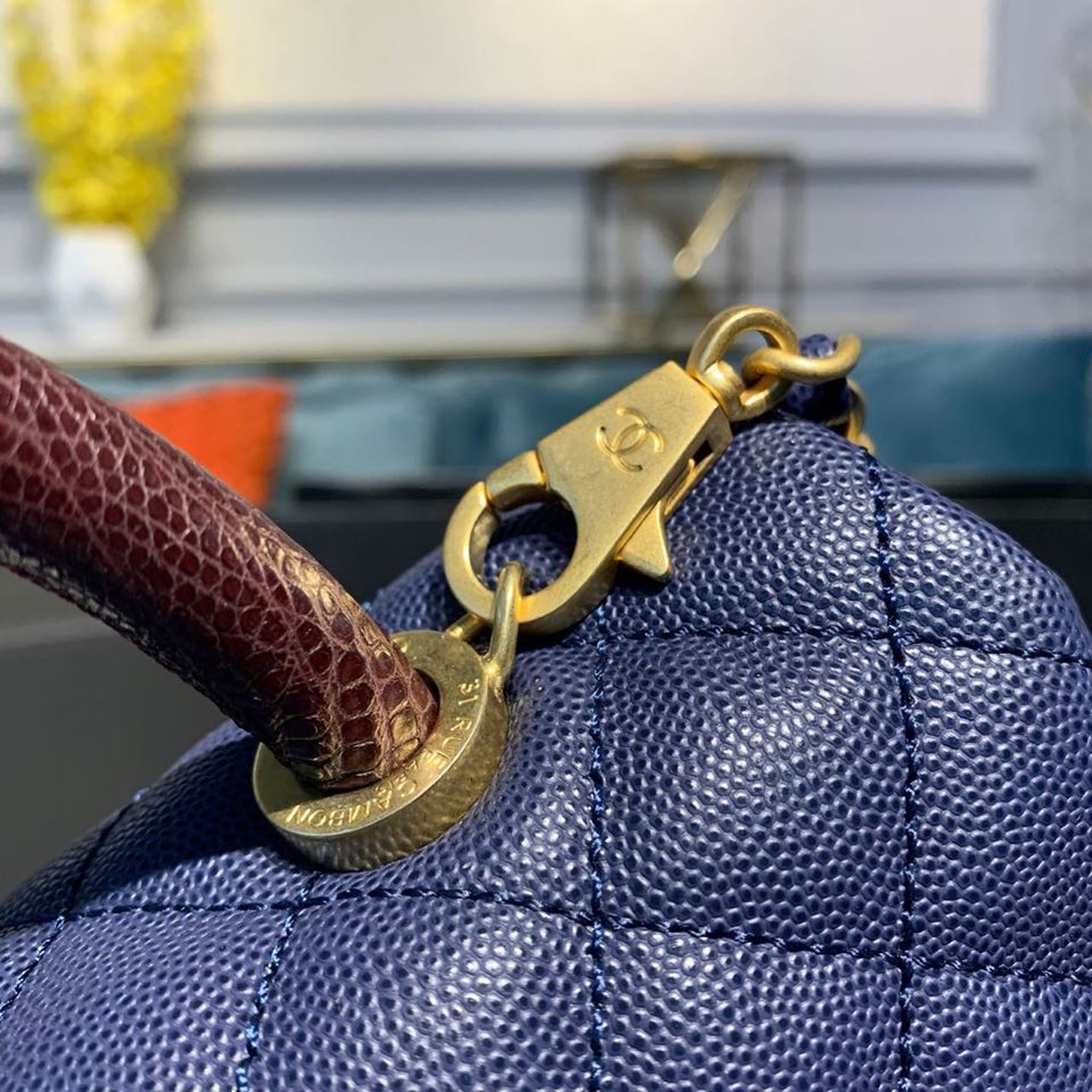 Chanel Large Flap Bag With Top Handle Blue For Women, Women’s Handbags, Shoulder And Crossbody Bags 11in/28cm