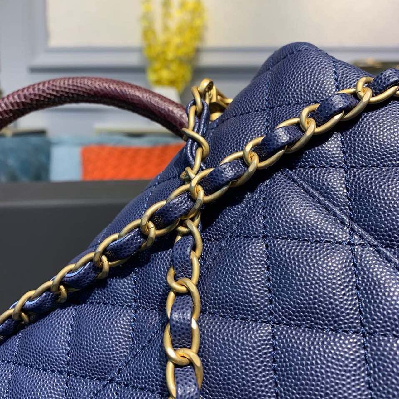 Chanel Large Flap Bag With Top Handle Blue For Women, Women’s Handbags, Shoulder And Crossbody Bags 11in/28cm