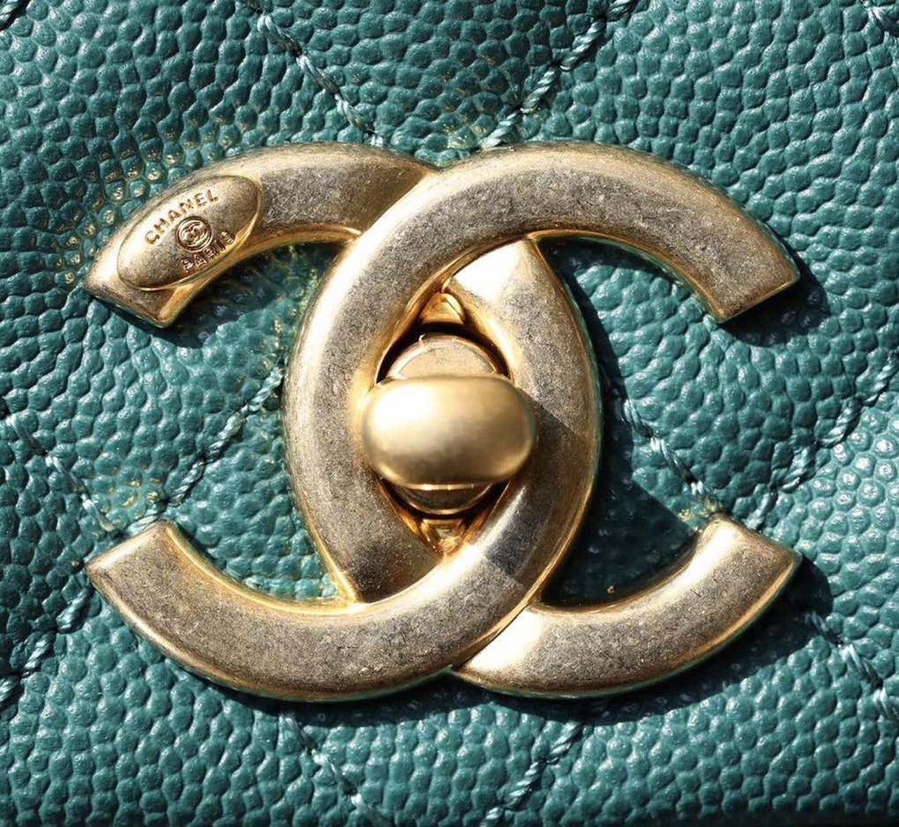 Chanel Large Flap Bag With Top Handle Teal For Women, Women’s Handbags, Shoulder And Crossbody Bags 11in/28cm