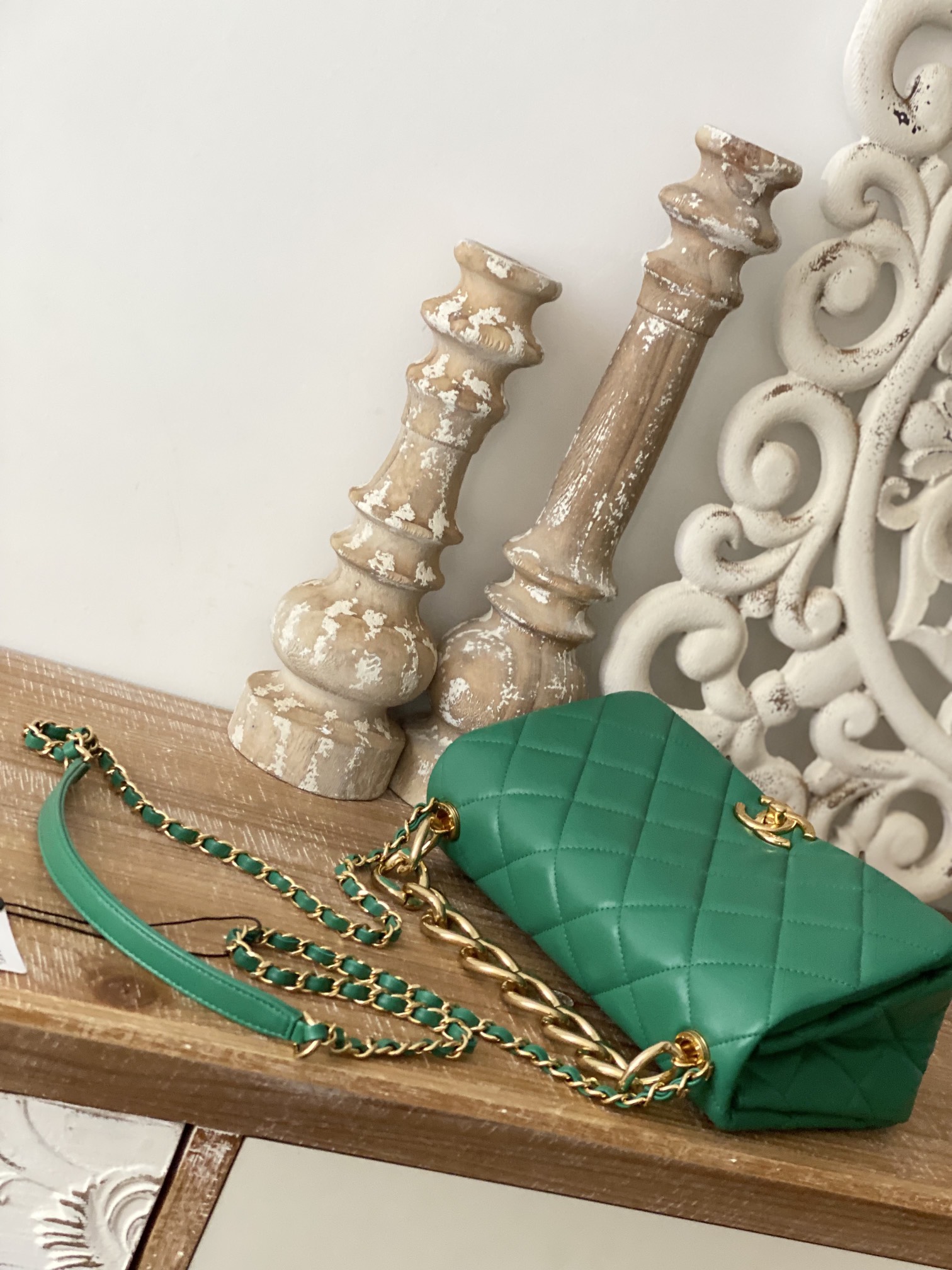 Chanel Large Flap Green Bag For Women 23cm/9in
