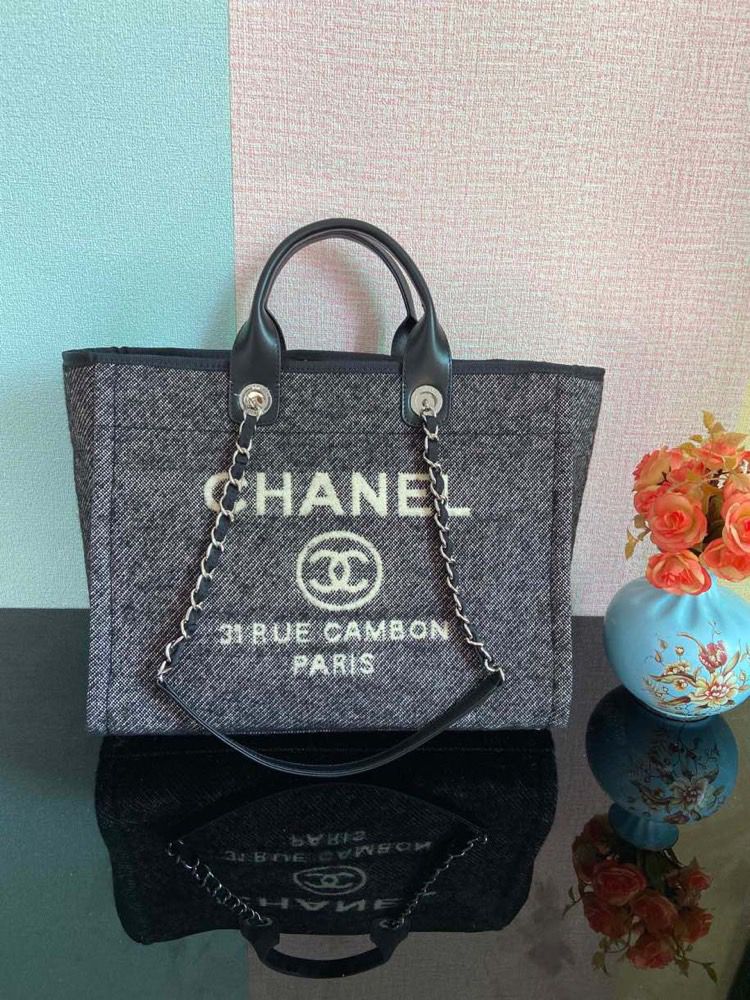 Chanel Large Shopping Tote Bag Grey For Women, Women’s Handbag, Shoulder Bags 15in/38cm