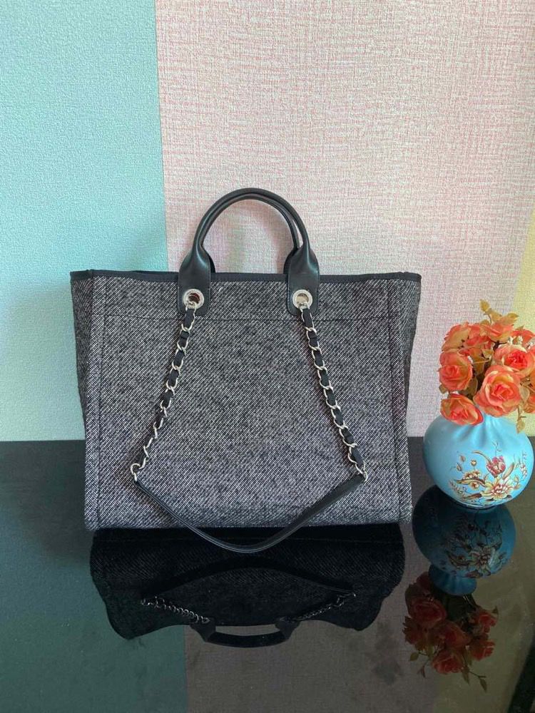 Chanel Large Shopping Tote Bag Grey For Women, Women’s Handbag, Shoulder Bags 15in/38cm
