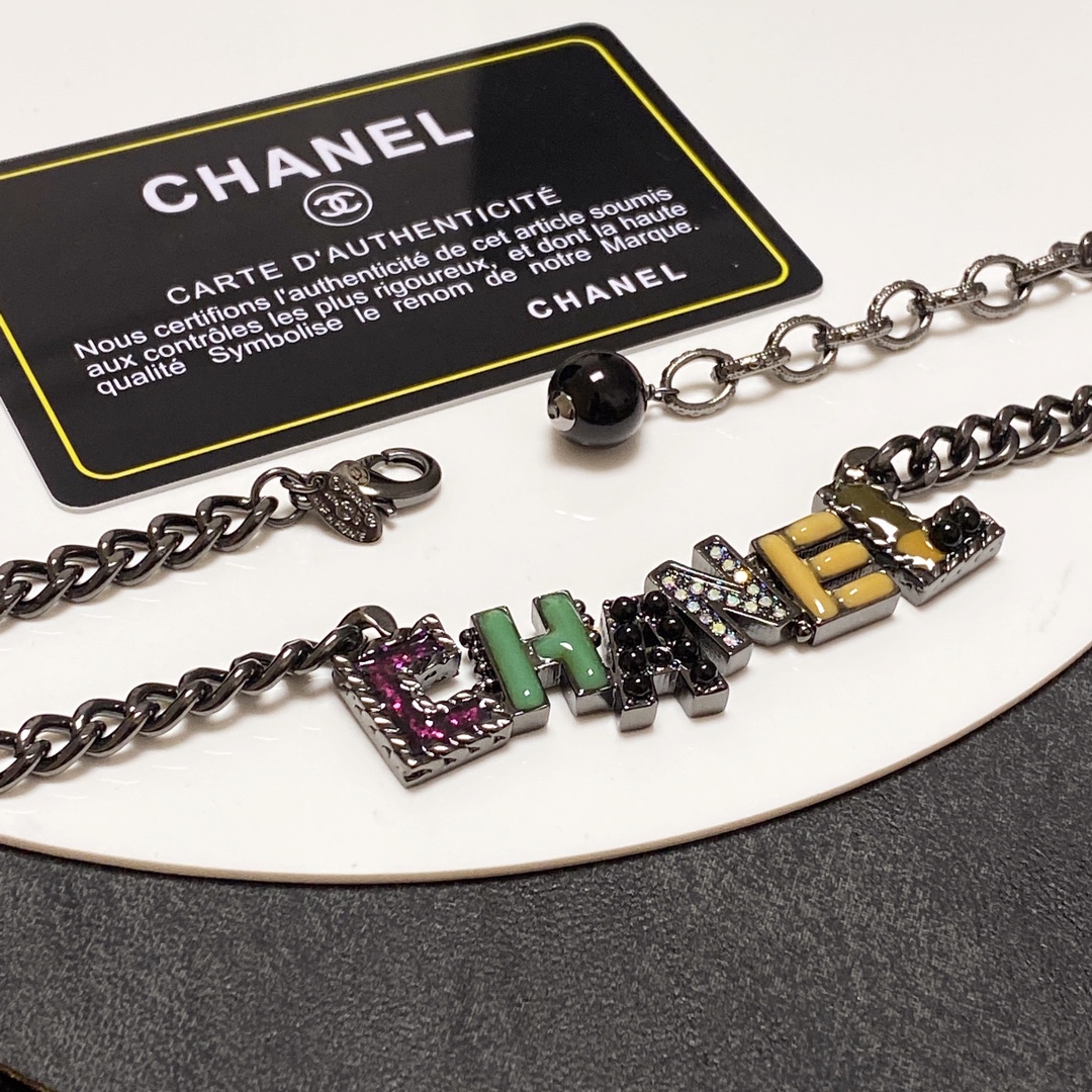 Chanel Letter Necklace Black For Women