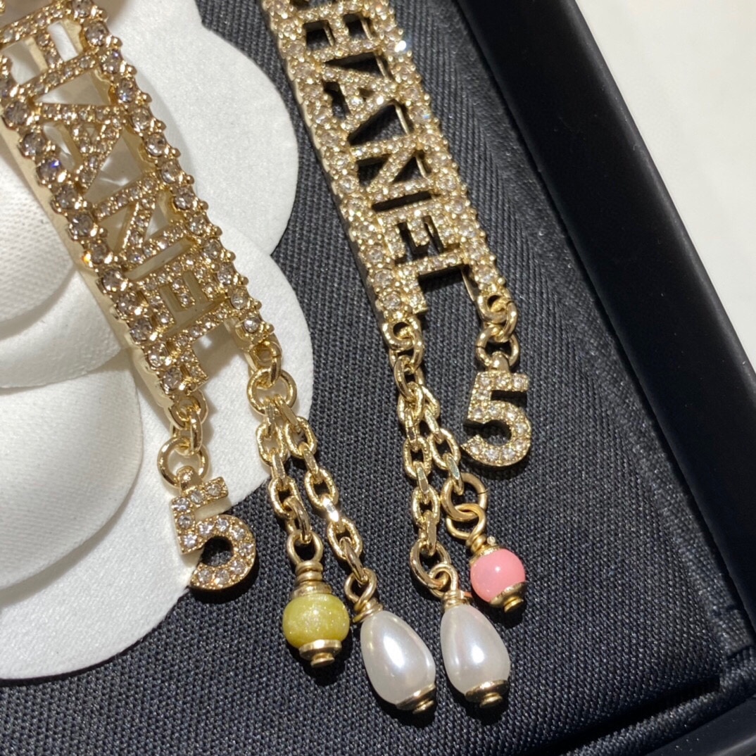 Chanel Long Earrings Gold For Women