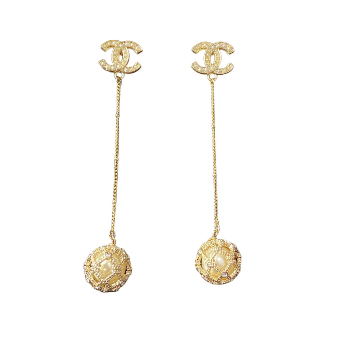Chanel Long Earrings Gold For Women