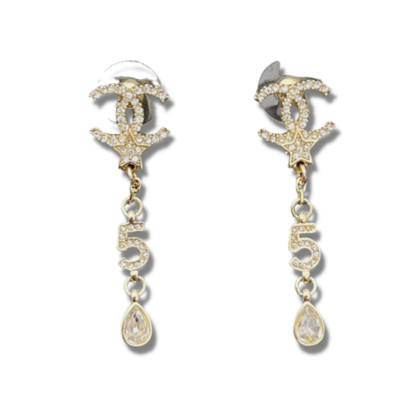 Chanel Long Earrings Gold For Women