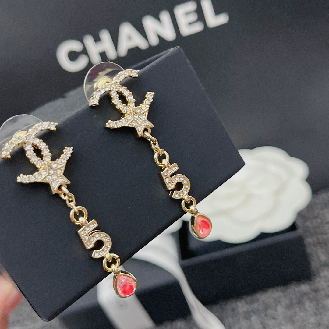 Chanel Long Earrings Gold For Women
